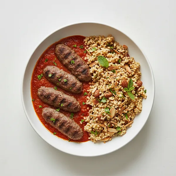 Khashkhash Kabab with Garlic-Infused Bulgur & Toasted Almonds